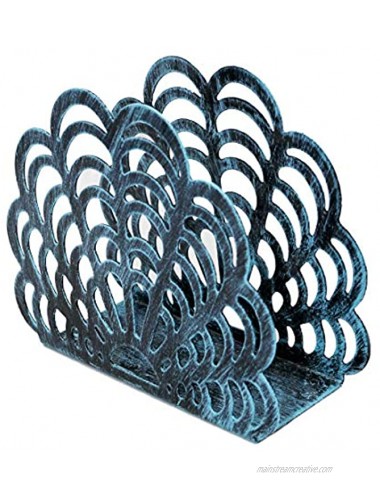Metal Shell Shape Tabletop Napkin Holder Freestanding Tissue Dispenser Turquoise