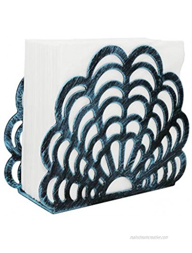 Metal Shell Shape Tabletop Napkin Holder Freestanding Tissue Dispenser Turquoise