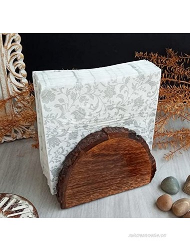Mie Creations Farmhouse Wood Napkin Holder for Table | Antique Wooden Tissue Dispenser Tabletop for Kitchen Bathroom Restaurant Bar Cocktail | Heavy Rustic Upright Paper Napkin Holders 6''