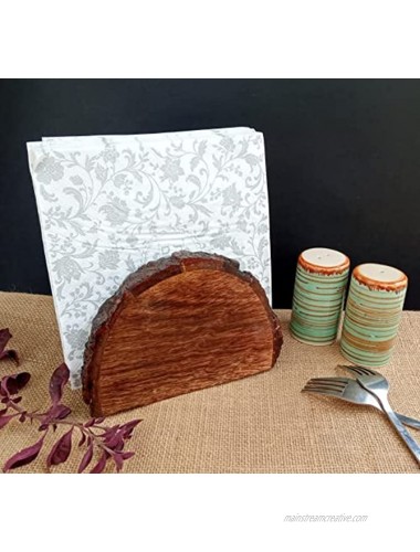 Mie Creations Farmhouse Wood Napkin Holder for Table | Antique Wooden Tissue Dispenser Tabletop for Kitchen Bathroom Restaurant Bar Cocktail | Heavy Rustic Upright Paper Napkin Holders 6''