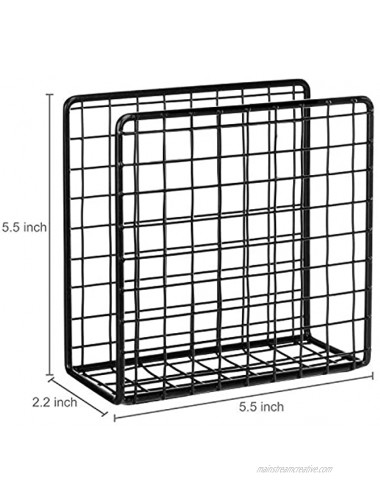MyGift Industrial Modern Black Metal Grid Design Wire Tabletop Napkin Holder Dispenser Rack Supplies Organizer