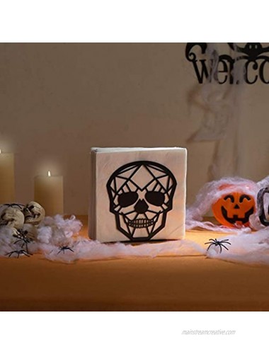 MyGift Matte Black Cutout Skull Design Metal Tabletop Dinner Cocktail Paper Napkin Holder
