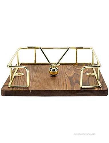MyGift Modern Brass Tone Metal Square Tabletop Napkin Holder with Weighted Arm and Burnt Wood Base