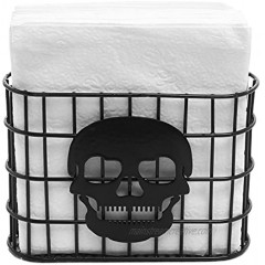 MyGift Skull Design Tabletop Napkin Holder Metal Wire Paper Towel Dispenser Black