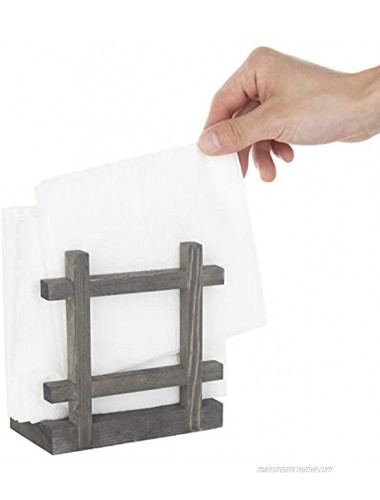 MyGift Vintage Gray Wood Cross-Corner Napkin Holder Table Top Paper Towel Dispenser