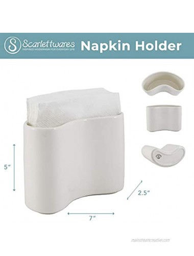 scarlettwares Napkin Holder ceramic white cloth linen paper napkins upright