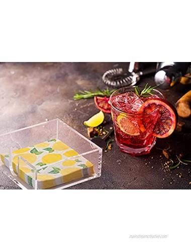 SimplyImagine Napkin Holder Cocktail & Beverage Clear Acrylic Napkin Storage for Bar Kitchen Restaurant Countertop Decorative Elegant & Modern Square Paper Tray for Indoor Outdoor Dinner Use
