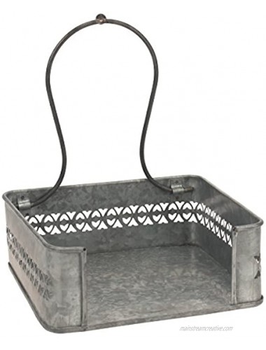 Stonebriar Rustic Silver Galvanized Metal Table Top Napkin Holder Decorative Napkin Tray for Dining Table and Kitchen Unique Tissue Dispenser for Bathroom Horizontal Display