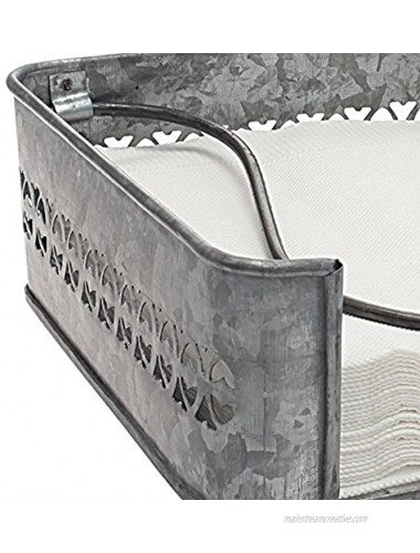 Stonebriar Rustic Silver Galvanized Metal Table Top Napkin Holder Decorative Napkin Tray for Dining Table and Kitchen Unique Tissue Dispenser for Bathroom Horizontal Display