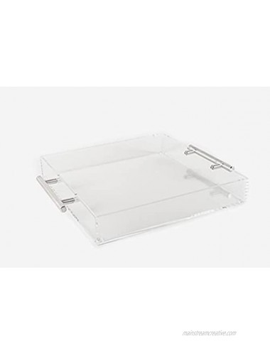 Tray Sleek Modern Acrylic Tray with Brushed Silver Handles for Easy Handling Elegant Decorative Functional Tray for Bathroom Office Party Bedroom & Countertop 12 x 12 x 2.5 Inches