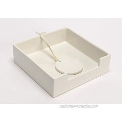White Ceramic Square Napkin Holder with Weight Plaza Collection