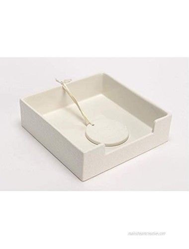 White Ceramic Square Napkin Holder with Weight Plaza Collection
