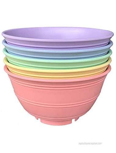 30 Oz Bamboo Fiber Plastic Deep Bowls for Cereal Soup Rice Salad Snack Pop Corn Dessert & Noodle Set of 5-Dishwasher & Microwave Safe-Unbreakable Reusable Lightweight Eco Friendly & BPA Free