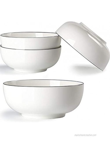 40 Ounce Large Soup Bowls Large Cereal Bowls Pho Bowls Salad Bowls Hesen Durable Porcelain Large White Bowls Set of 4 7 Inch