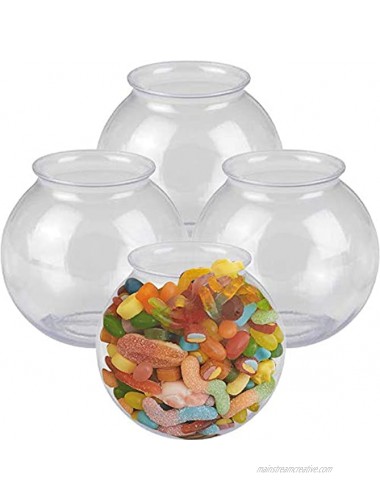 ArtCreativity Plastic Ivy Bowls Set of 4 Empty 16oz Clear Bowls with Wide Open Mouth Deep Bowls for Carnival Goldfish Games Candy Display Wedding Reception Decorations or Desk Décor