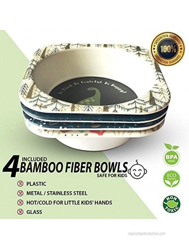 Bamboo Bowls for Kids Super Cute Easy to Clean Eco Friendly Kids Bowls Non Toxic BPA Free Dishwasher Safe Bamboo Bowl Perfect Size Toddler Bowls 14 Oz 4 Pack