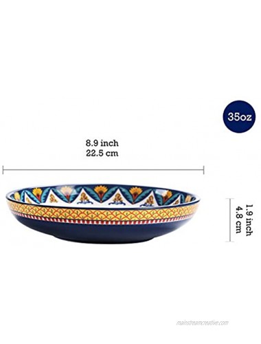 Bico Havana 35oz Dinner Bowls Set of 4 for Pasta Salad Cereal Soup & Microwave & Dishwasher Safe