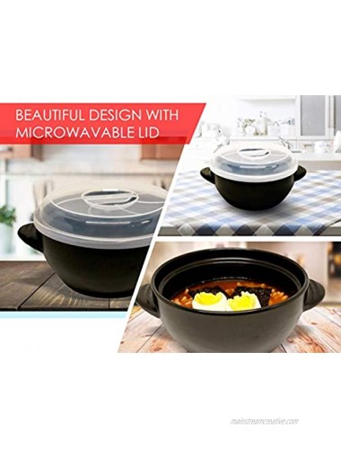 Ceramic Ramen Bowl Set for Instant Noodles With Lid 32 oz 950 ml Microwavable Bowl With Spoon And Chopsticks Rapid and Quick Ramen Cooker With Handles