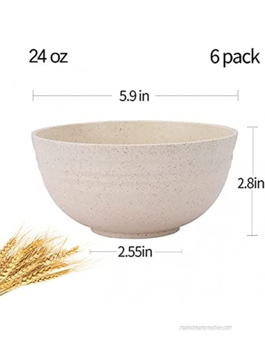 Cereal Bowls，6 Pack 24 oz Bowls Set Food Grade Safe Durable PP Bowls for Soup Salad Cereal Pasta Yogurt Heat and Cold Resistant Dishwasher Safe Bowls，eco- friendly and degradable