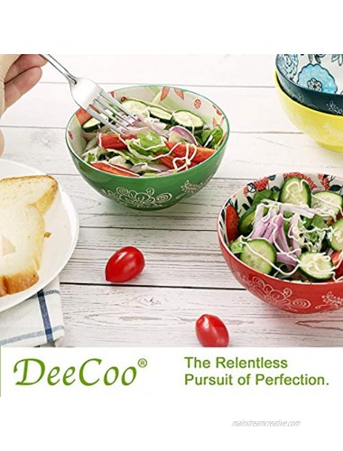 DeeCoo Porcelain Bowls Set 18-Ounce 6-Piece Bowls for Cereal Soup Salad Pasta Fruit Ice Cream Bowls Service Microwave and Dishwasher Safe Assorted Designs