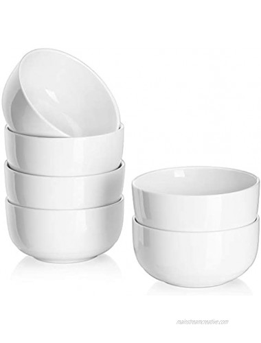 DOWAN Small Bowls White Ceramic Cereal Bowls 10 Ounce Dessert Bowls Ice Cream Bowls 6 Packs Soup Bowls Set for Kitchen Serving Bowls for Dipping Rice Side Dish Small Portions Microwave Safe