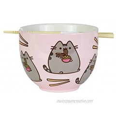 Enesco Pusheen by Our Name is Mud Ramen Bowl and Chopsticks Set 4" Pink