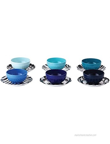 French Bull Melamine Mini Bowls for Snacks Side Dishes Dessert Dipping Sauces or Ice Cream Colorful Assorted Set of 6 10 ounce 4 Bowls Shades of Blue