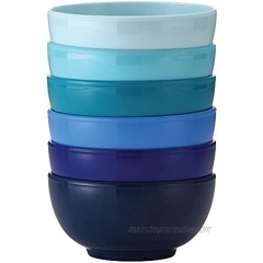 French Bull Melamine Mini Bowls for Snacks Side Dishes Dessert Dipping Sauces or Ice Cream Colorful Assorted Set of 6 10 ounce 4 Bowls Shades of Blue