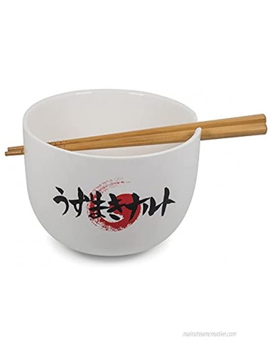 JUST FUNKY Naruto Shippuden Eating Noodles Japanese Ceramic Dinnerware Set | Includes 16-Ounce Ramen Bowl and Wooden Chopsticks | Asian Food Dish Set for Home Kitchen