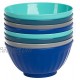 Klickpick Home 6 Inch Plastic Bowls Set of 8-28 ounce Large Plastic Cereal Bowls Microwave Dishwasher Safe Soup Bowls BPA Free Bowls 4 Coastal Colors 2 of Each Color