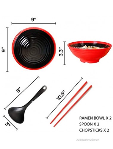 Large Japanese Ramen Bowls 8pcs Set 2pc 50oz Large Soup Bowls + 4pc Matching Chopstick + 2pc Matching Spoon Included. by Trebily