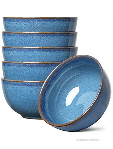 LE TAUCI Dessert Bowls 10 Ounce Small Bowls Set Reactive Glaze Small Side Dishes for Ice Cream Dessert Snacks Set of 6 Ceylon Blue