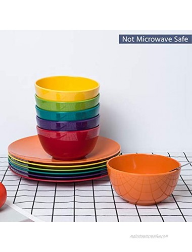 Melamine Bowls set 28oz 6inch 100% Melamine Cereal Soup Salad Bowls Set of 6 in 6 Assorted Colors | Shatter-Proof and Chip-Resistant Dishwasher Safe BPA Free