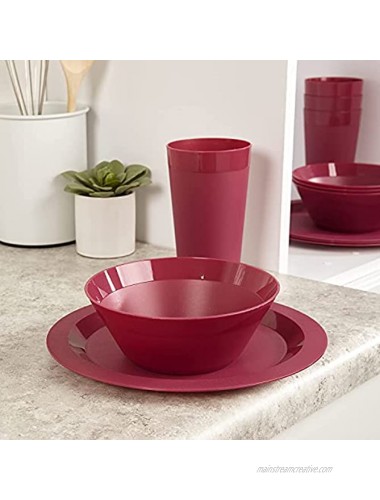 Newport Plastic Plate Bowl and Tumbler Dinnerware | 12-piece set Berry