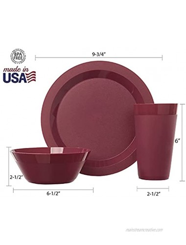 Newport Plastic Plate Bowl and Tumbler Dinnerware | 12-piece set Berry