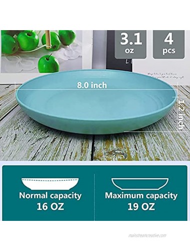 Plates and Bowls Set Wheat Straw Cereal Bowls Set Unbreakable Microwave Dishwasher Safe Dinnerware Sets for Rice,Soup ,Pasta ，Snacks，Side Dishes【 Set of 8 】