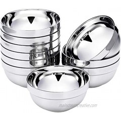SATINIOR 10 Pack Stainless Steel Bowls Double-walled Insulated Soup Bowls Multipurpose Rice Ice Cream Kids Snacks 13 oz