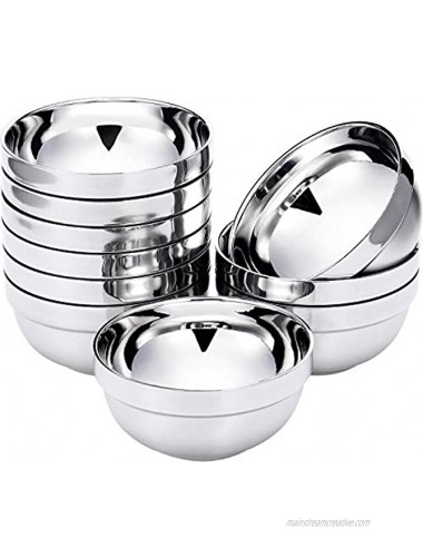 SATINIOR 10 Pack Stainless Steel Bowls Double-walled Insulated Soup Bowls Multipurpose Rice Ice Cream Kids Snacks 13 oz