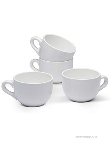 Serami 22oz White Ceramic Large Soup or Cappuccino Bowl Mugs with Thick Walls Set of 4