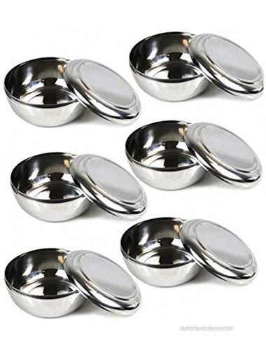Set of 6 Korean Stainless Steel Rice Bowl with Lid Set Korean Kitchen Restaurant Multi-Purpose Stainless Steel Bowl + Lid Set