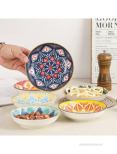 Small Bowls Ice Cream Dessert Bowl 8.5 oz Ceramic Bowl Set of 6 Colorful Shallow Bowl for Side Dish | Snack | Appetizer Microwave and Dishwasher Safe 5.5 x 1.3 Inches