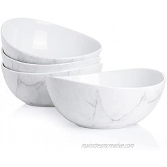 Sweese 102.499 Porcelain Bowls 18 Ounce for Cereal Salad Dessert Set of 4 Marble Pattern