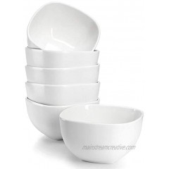 Sweese 111.001 Porcelain Square Bowl Set 26 Ounce for Cereal Soup and Fruit Set of 6 White