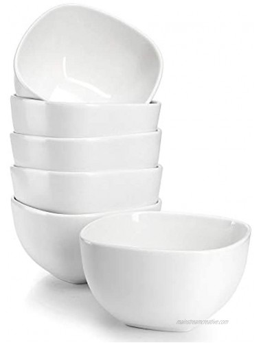 Sweese 111.001 Porcelain Square Bowl Set 26 Ounce for Cereal Soup and Fruit Set of 6 White