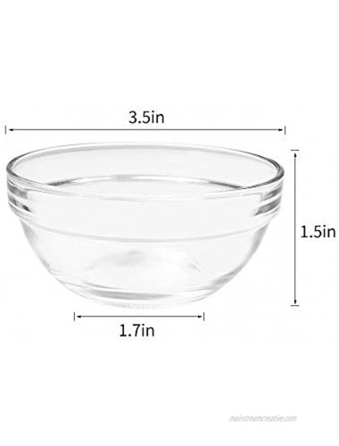 SZUAH Mini 3.5 Inch Glass Bowls Prep Bowls 4.5 Ounce 135ml Serving Bowls Glass Clear Salad Bowl for Kitchen Prep Dessert Dips Nut and Candy Dishes Stackable and Dishwasher Safe Set of 12