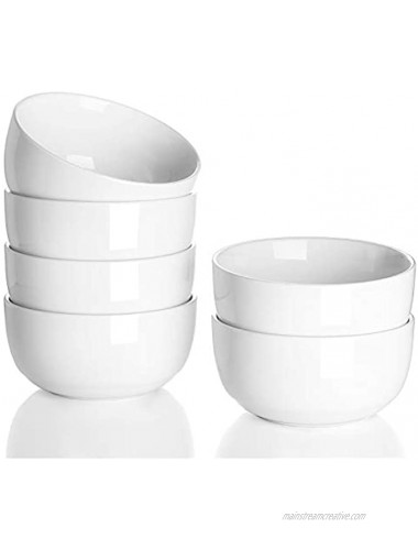 Teocera 10 Ounce Small Bowls Dessert Bowls Porcelain Ice Cream Bowls for Kitchen White Bowls Set Small Serving Bowls for Rice Side Dishes Dipping Set of 6
