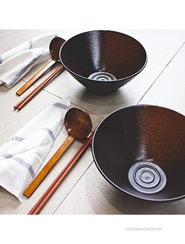TORTELY HAUSS Ceramic Ramen Bowl Set Large 60oz | 2x Bowls 2x Spoons 4x Chopsticks 2x Chopstick Holders | Handmade Japanese Pho Bowls Noodle Bowl Soup Bowls Miso