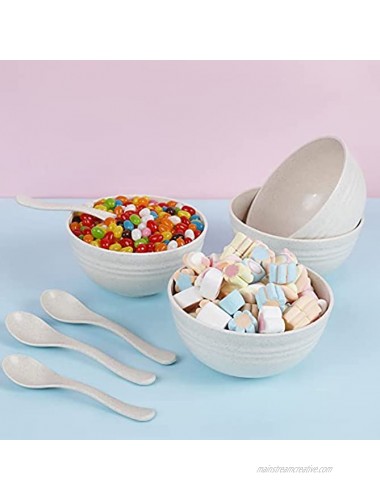 Unbreakable Cereal Bowls 24 OZ Wheat Straw Fiber Lightweight Bowl Sets 4 Dishwasher & Microwave Safe for Children,Rice,Soup Salad Bowls