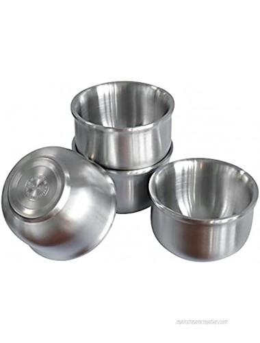 4 Pack 304 Stainless Steel Bowl Sets,10 OZ Capacity Double-walled Insulated Metal Bowls Lightweight Unbreakable Dinnerware in Kitchen for Rice Soup Ice Cream Serving Tableware 10.5CM Bowl