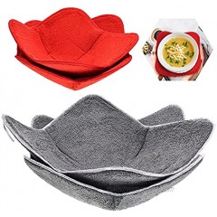 4 Pieces 2 Sizes Bowl Huggers Sponge and Microfiber Small Bowls Holder Large Bowls Bowl Potholders for Microwave Heat Insulated Plate Bowl Food Huggers Food Warmer for Home Kitchen and Hot Bowl Holder